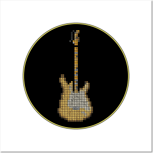 Tiled Pixel 1968 Woodstock Guitar in a Black Circle Posters and Art